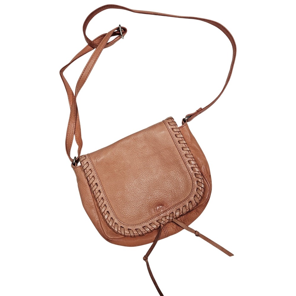 Amsterdam Cowboy Leather Crossbody Bag Woven Trim Muted Orange Purse Western